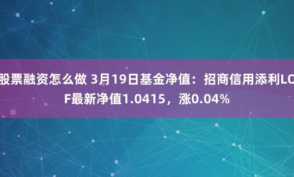 股票融资怎么做 3月19日基金净值：招商信用添利LOF最新净值1.0415，涨0.04%