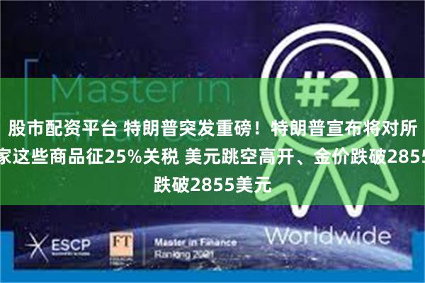 股市配资平台 特朗普突发重磅！特朗普宣布将对所有国家这些商品征25%关税 美元跳空高开、金价跌破2855美元