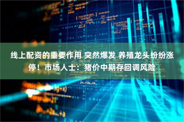 线上配资的重要作用 突然爆发 养殖龙头纷纷涨停！市场人士：猪价中期存回调风险