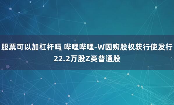 股票可以加杠杆吗 哔哩哔哩-W因购股权获行使发行22.2万股Z类普通股
