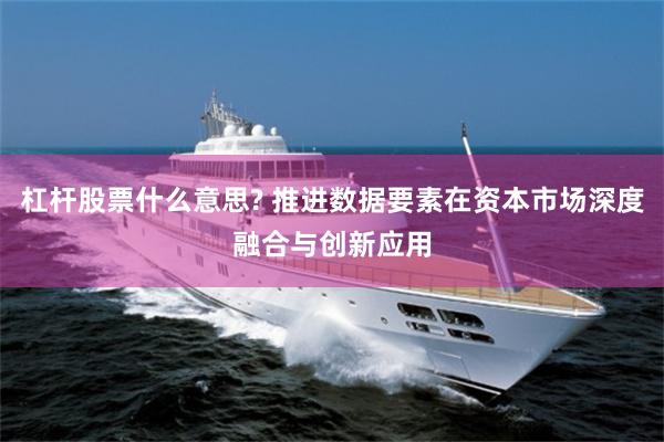 杠杆股票什么意思? 推进数据要素在资本市场深度融合与创新应用